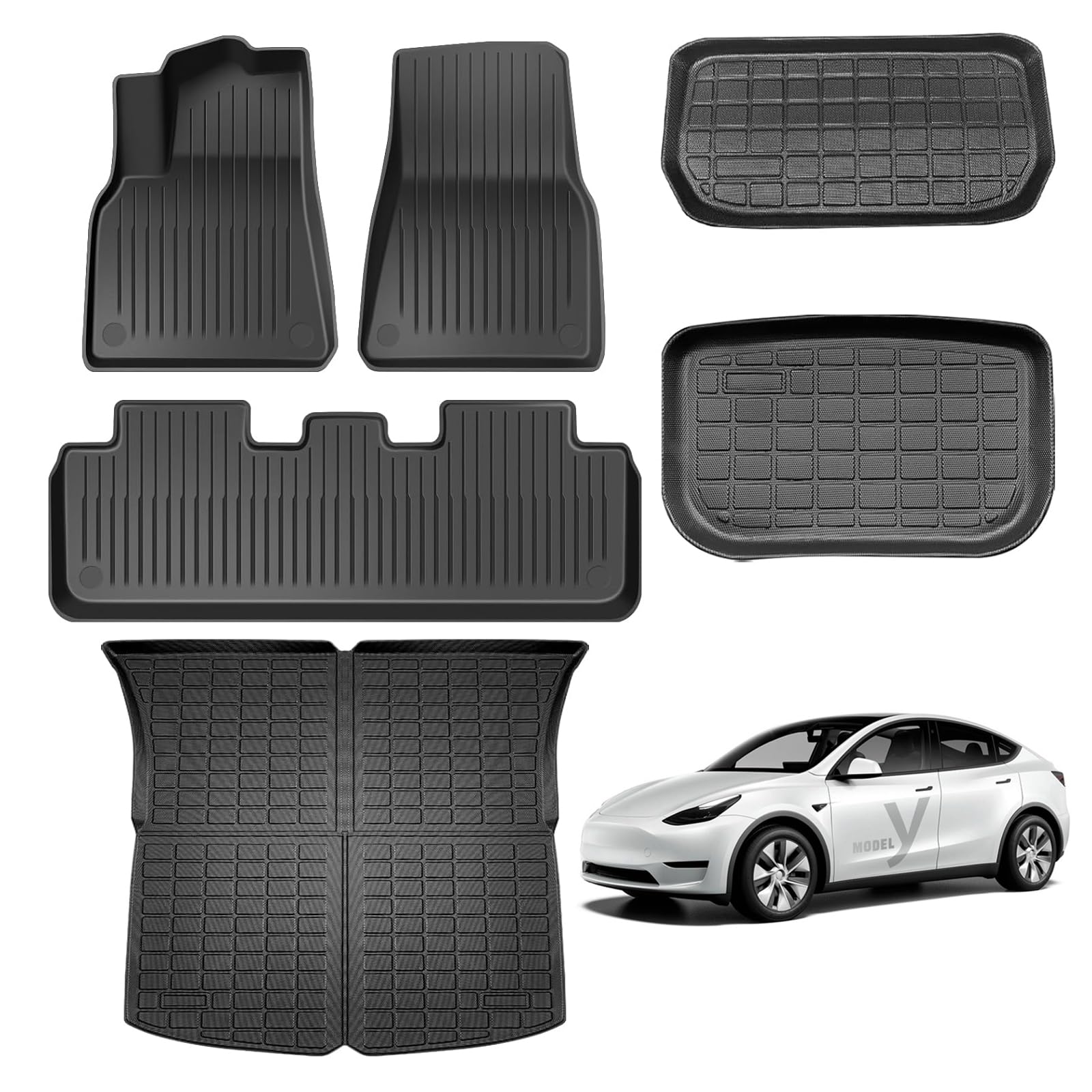 Photo 1 of Model Y Floor mats are Suitable for Tesla Model Y 2024-2020 5-seat All-Weather TPE Cargo Lining Cargo Box Accessories Floor mats (Set of 6) Tesla Model Y (Set of 6)