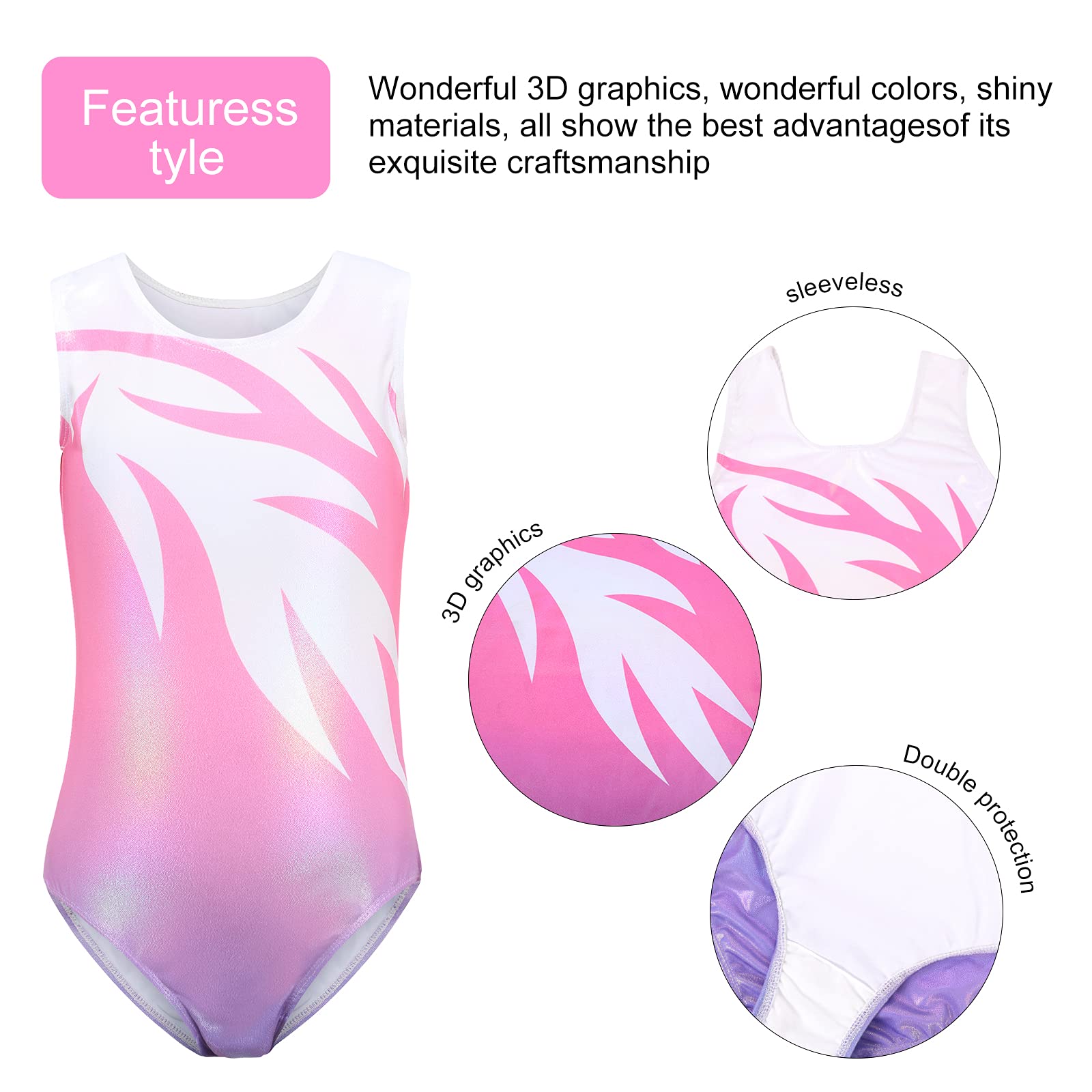 Maillot de Gimnasia Leotardo de Danza Body Ballet Clásico Sin Mangas para Niña 3-14 Años Manga Larga