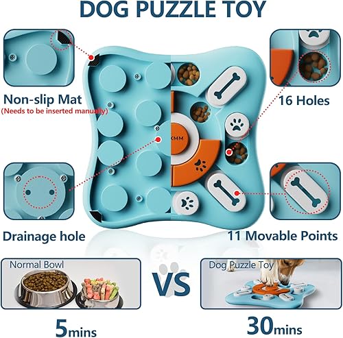 Miniatura 4 de Juguetes interactivos para perros para entrenamiento de coeficiente intelectual y estimulación mental, divertido alimentador lento, juguetes de