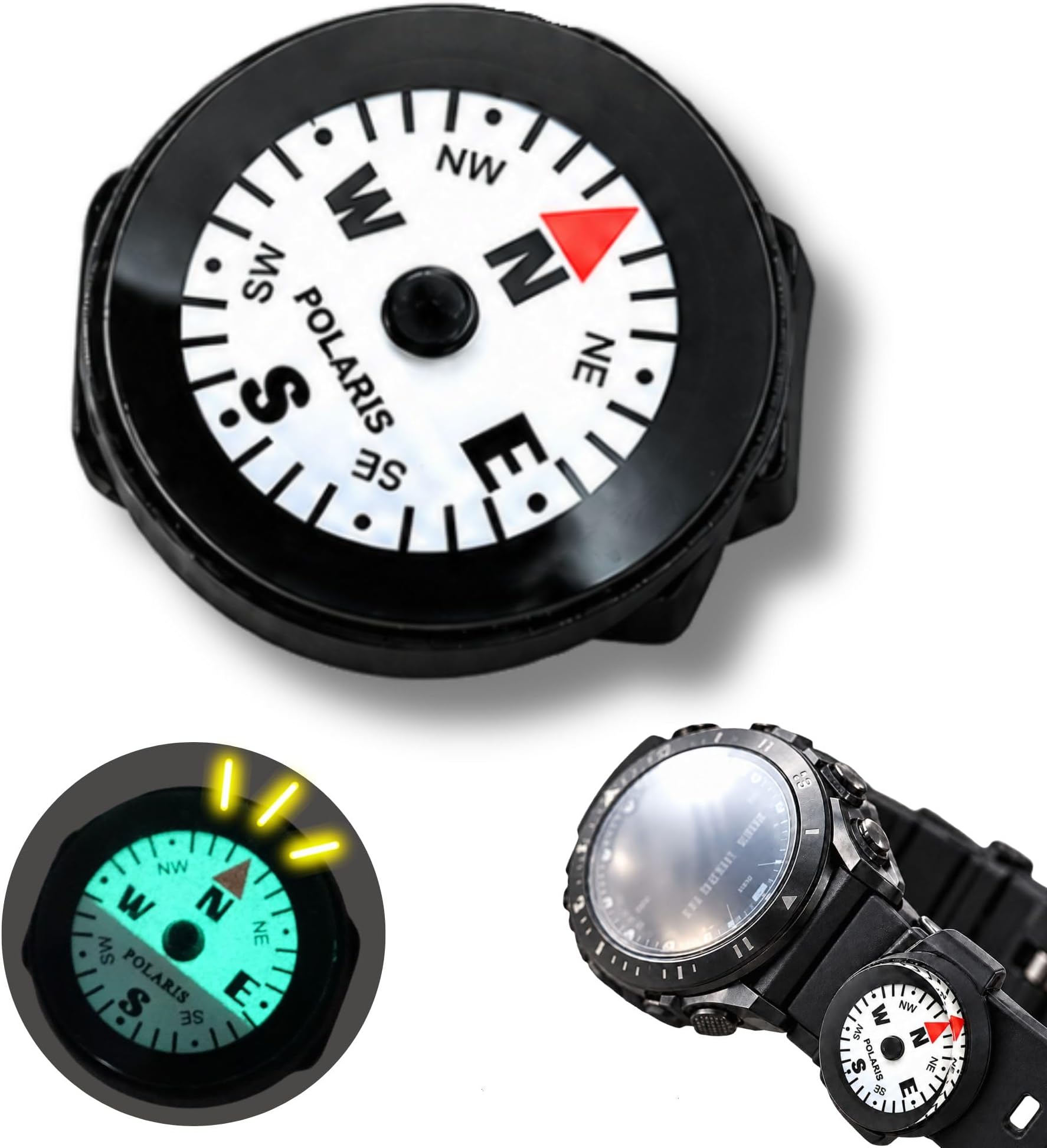 Polaris Waterproof Micro Compass - 2 Models/Watchband or EDC Compass