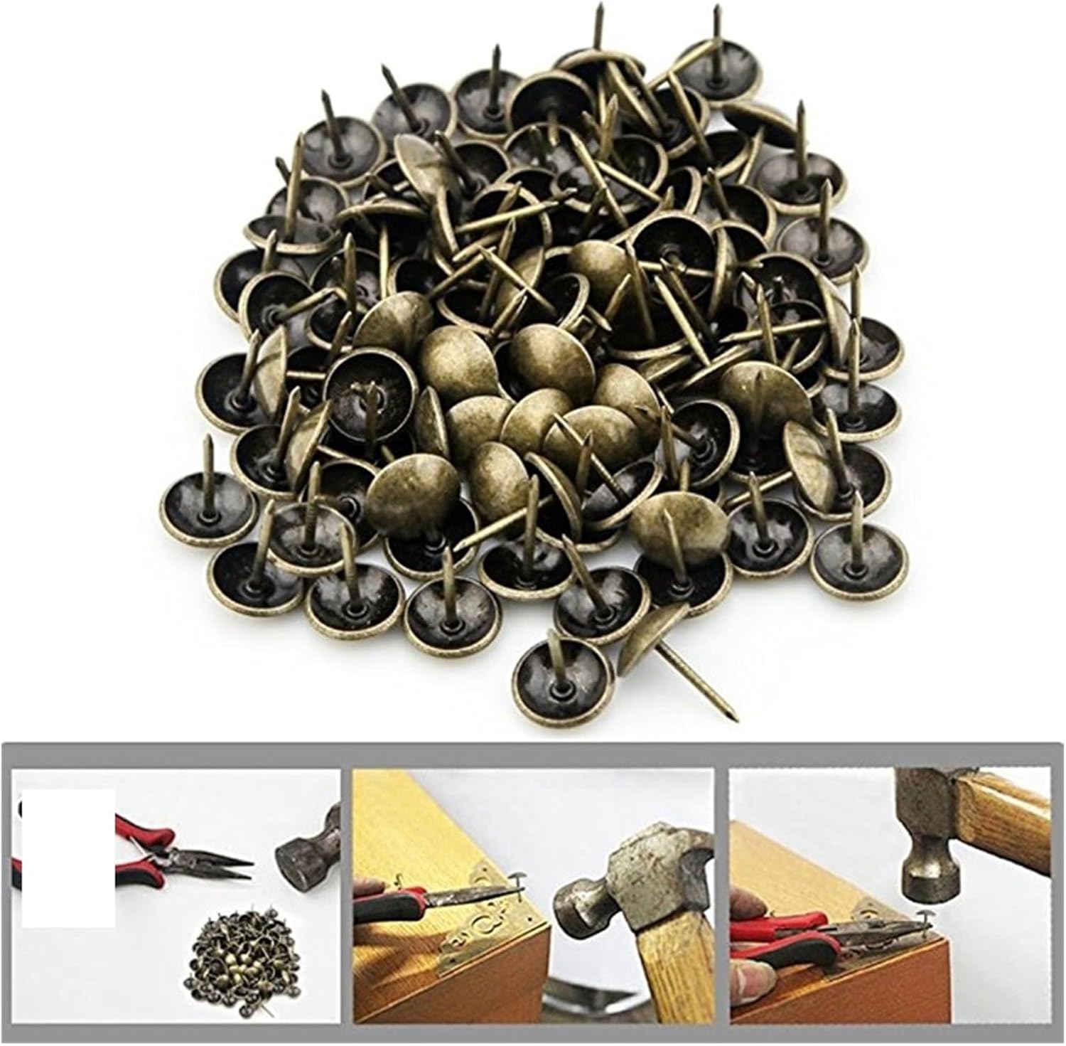 100pcs Upholstery Nails Wine Case Box Sofa Decorative Tack Stud Pushpin Doornail Hardware(9x6mm)