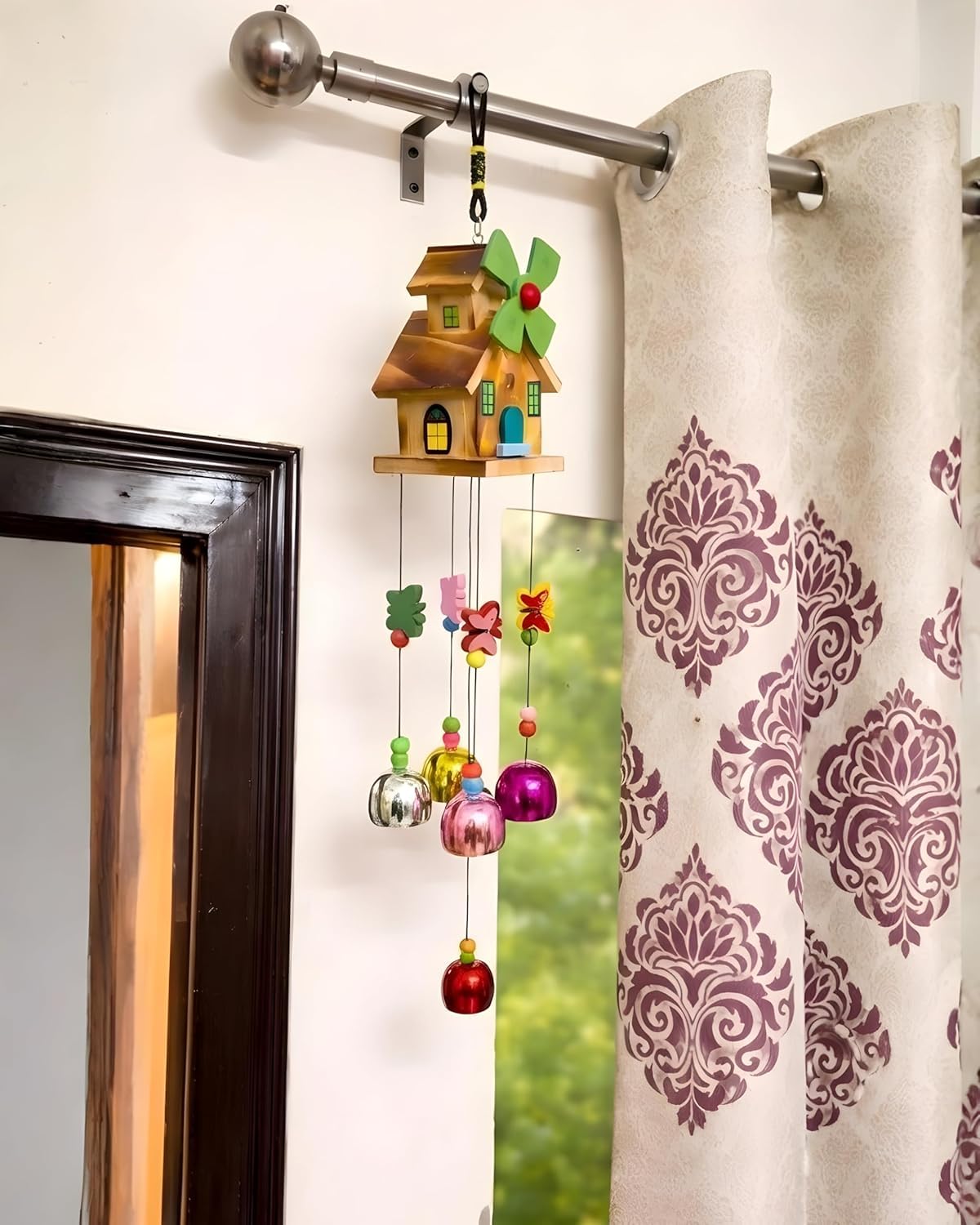 Eminent Wooden Home Shape Wind Chime with Windmill - 5 Multicolour Bells for Home & Balcony | Gifting & Home Decoration with Melody Sound (Multicolour 5 Bell)-image-17