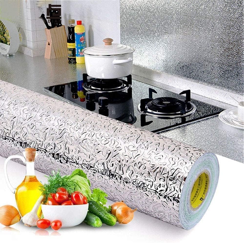 SUNBIRD Kitchen Oil Proof Sticker Waterproof Wallpaper Aluminum foil Stickers Contact Paper, Self-Adhesive Backsplash Heat Resistant Sheet for Kitchen (24 X 48 Inch, Silver Texture) (B0CH6NKDB2) Amazon Price History, Amazon Price Tracker