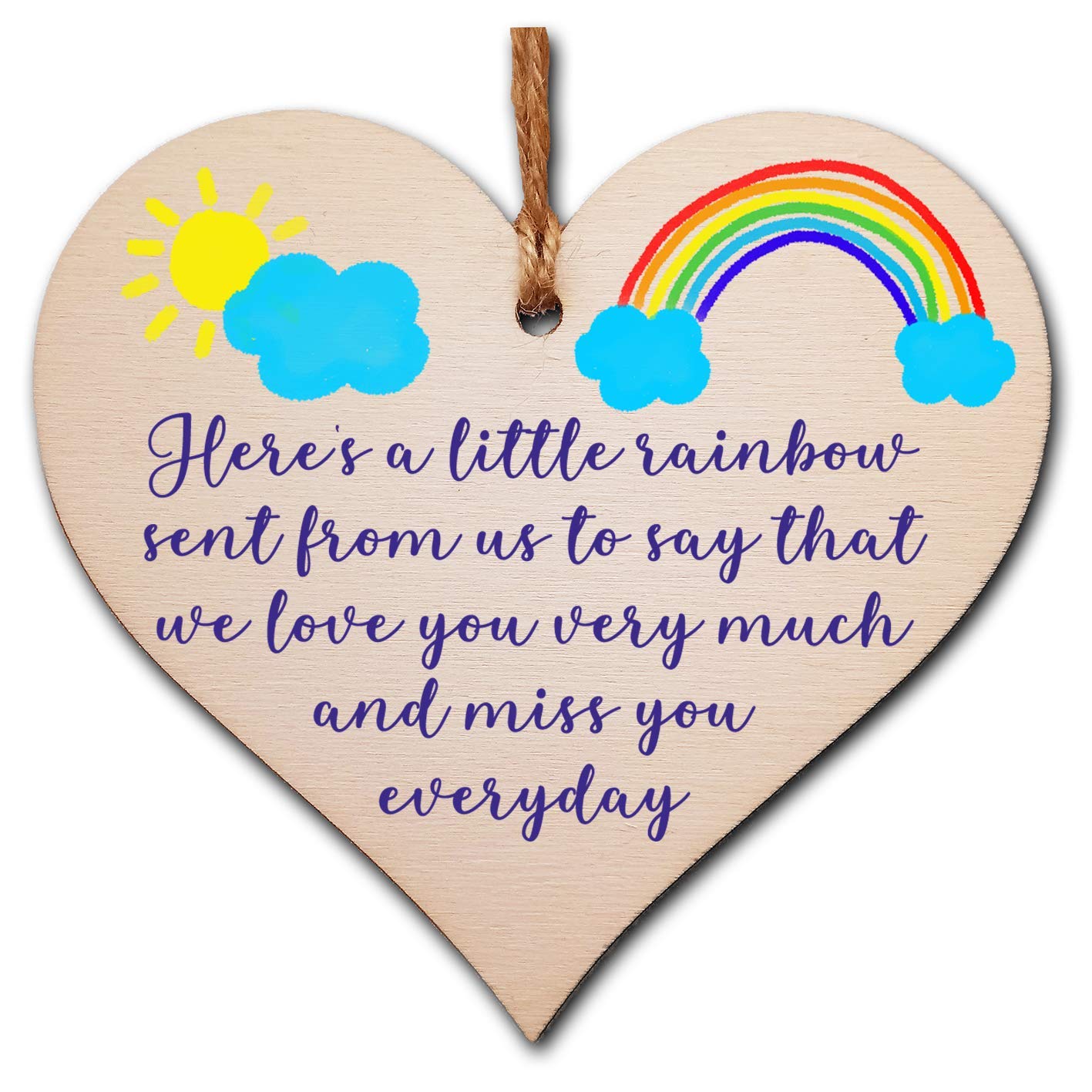 The Plum Penguin Single Heart Thinking Of You Wooden Heart Plaque – Letterbox-Friendly Hanging Gift Sign With Twine – 10X10cm Italian Plywood – Thoughtful Keepsake For Friends & Loved Ones – Sympathy, Long Distance, Hard Times