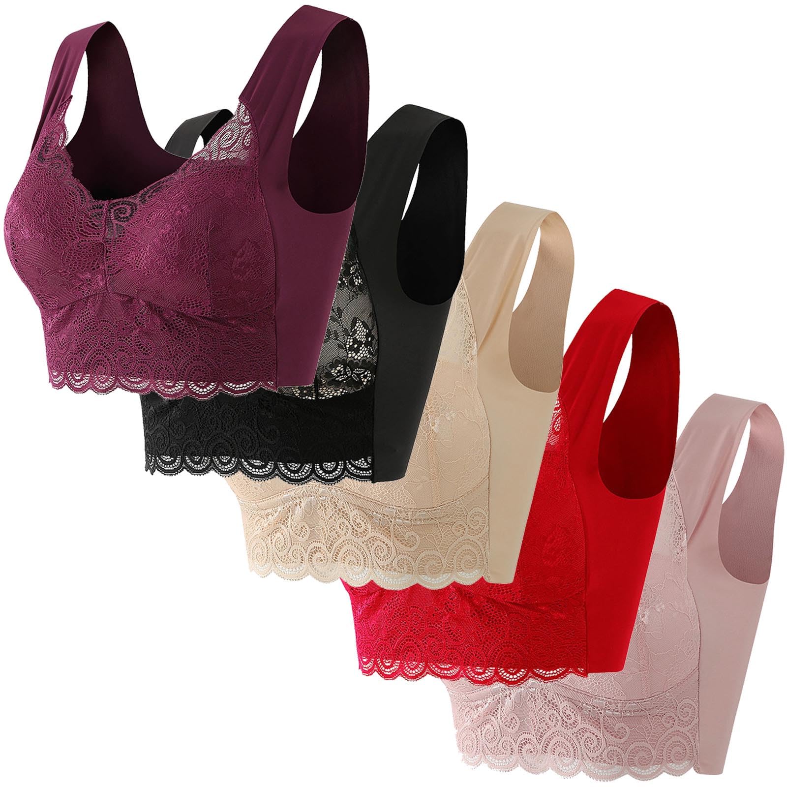 UHouse Lot de 5 Femme Soutien Gorge sans Armature Maintien Fort Lingerie sous Vetements Feminins Bralette Anti Affaissement Brassière Classiques Brassiere