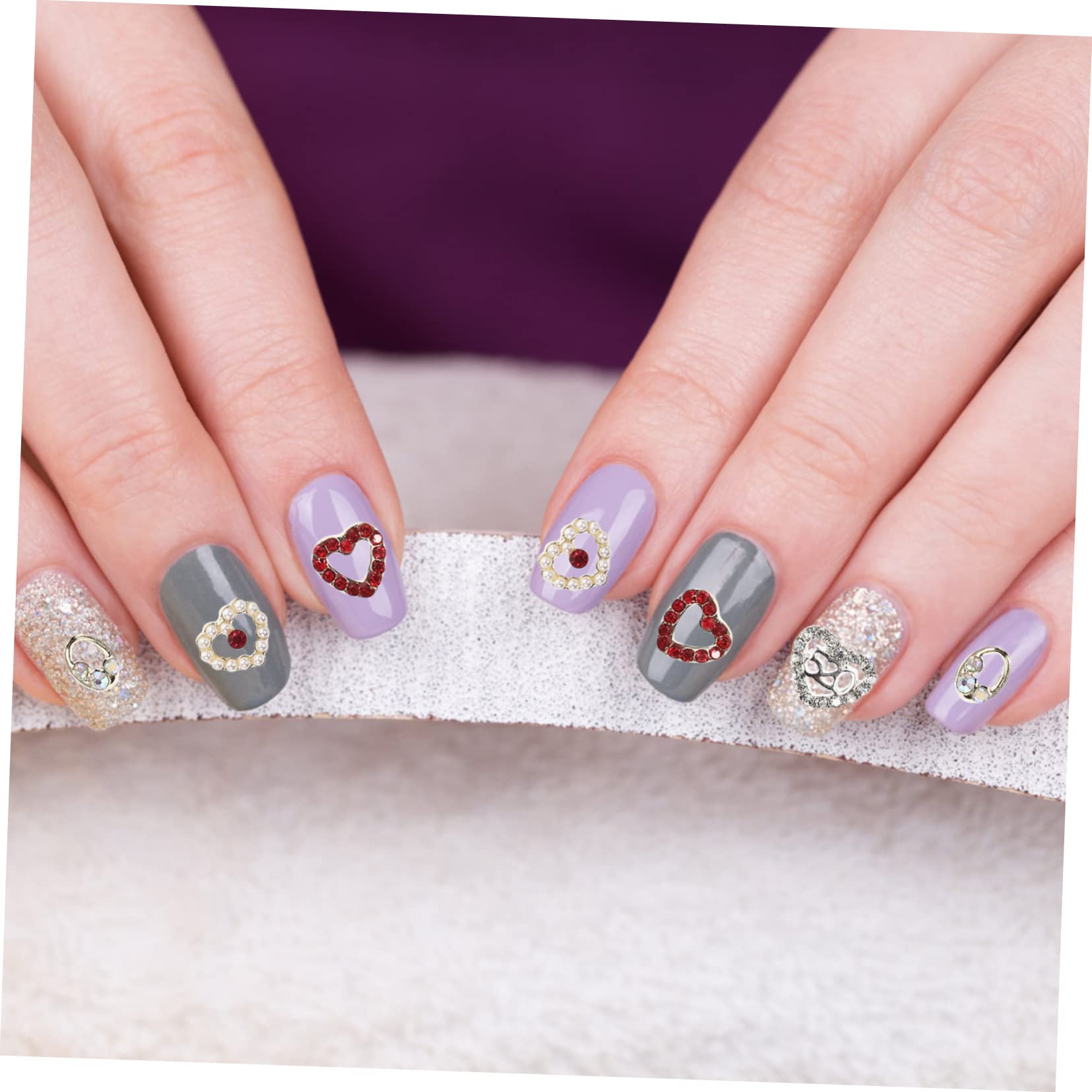 ABOOFAN 120pezzi Ciondoli Per Unghie Forma Di Cuore Decorazioni Per Nail Art Strass Per Feste e Regali Di