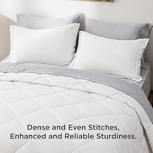 Miniatura 4 de Bedsure Juego de edredón, king, reversible, de 7 piezas, en una bolsa, con edredón, sábanas, fundas de almohada y fundas, blanco