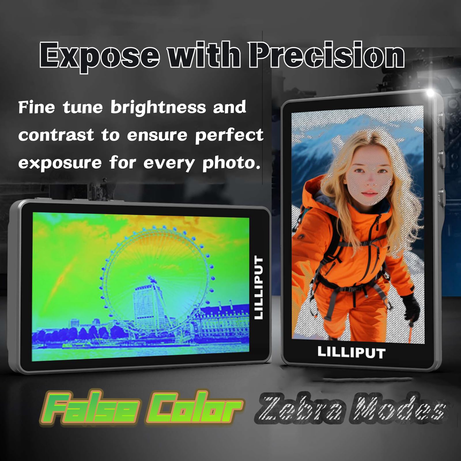 LILLIPUT V4 3.97 Zoll Mini Einfacher Kamera-Monitor 1080P Rückkamera magnetisches Selfie Monitor,Zebra& False Color Modes,Kompatibel iPhone & Android,für Selfies,Vlogs,Live-Streaming,TikTok（Schwarz）