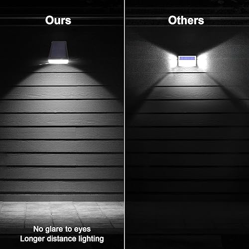 Miniatura 5 de Lámpara de pared para patio alimentada por energía solar, luces de terraza del atardecer al amanecer, 2 modos de rotación de 90, luces de seguridad