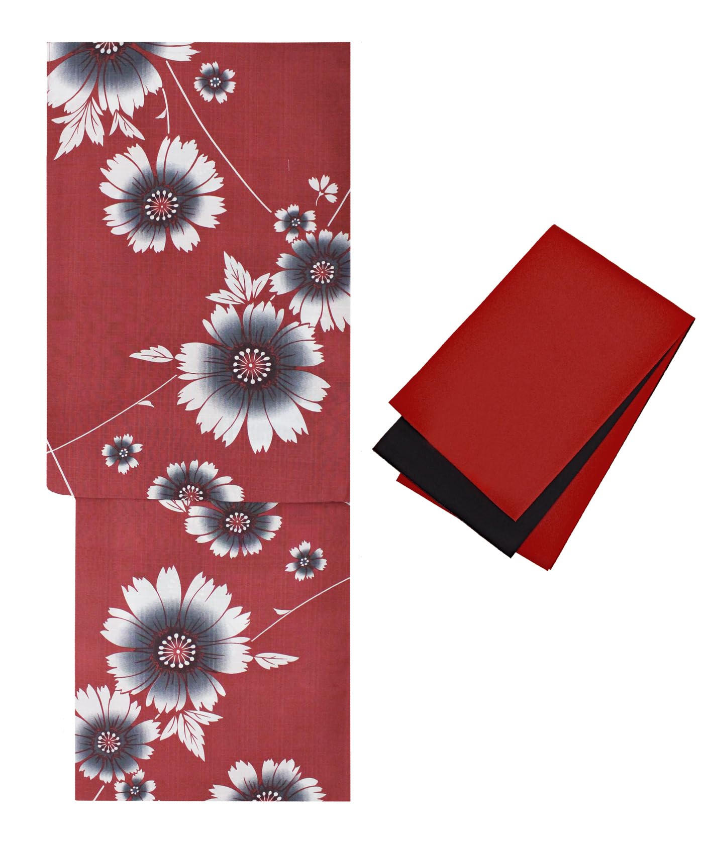 Japanese Women Yukata Obi Belt Set Red Polyester Free Size Festival Wear