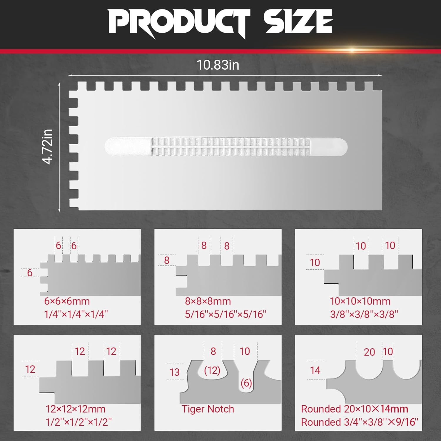 Switchable Tile Trowel Set – 6 Interchangeable Notched Blades with Quick-Lock Handle, Stainless Steel Trowel Kit for Mortar, Thinset & Tile Installation