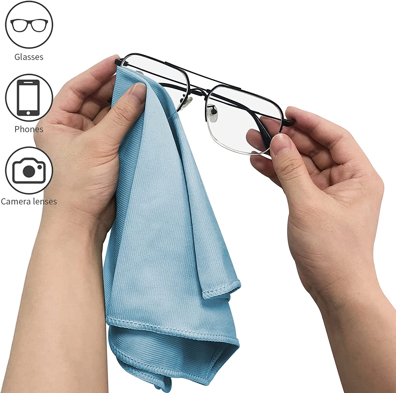 LIRITE Microfibre Cleaning Cloths Glass Polishing Cloths Lint free Cloths Glass Cloths Kitchen Rags Wash Cloths Bar Dish Towel 40cmX60 cm 2Pack Blue - Image 3