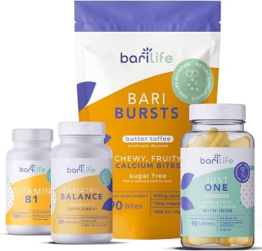Bari Life Post-Op, Gastric Sleeve, Gastric Bypass Vitamin and Supplement Starter Kit Butter Toffee