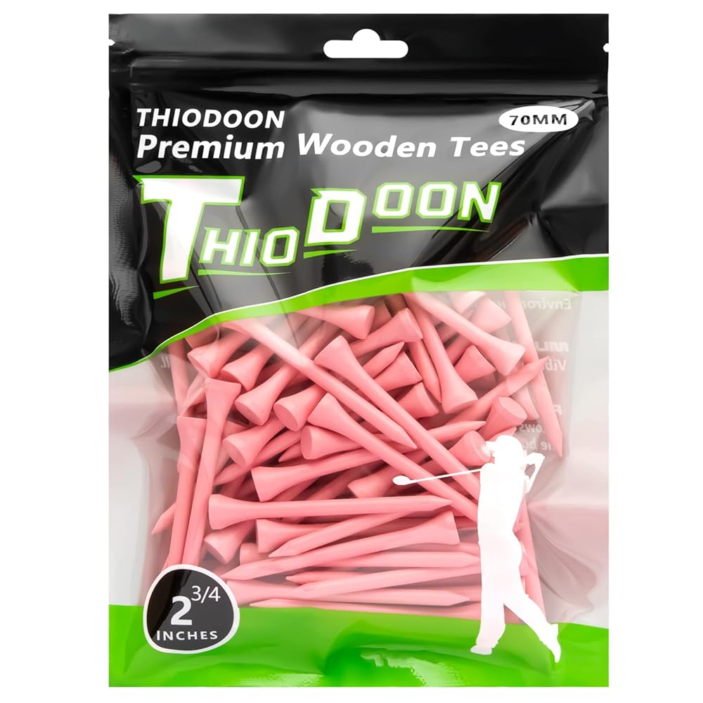 THIODOON Golf tees 2 3/4 inch Less Friction Wood Tees Training for Golfer Professional Natural Wood Golf tees Bulk 100 Count Golfing Tees