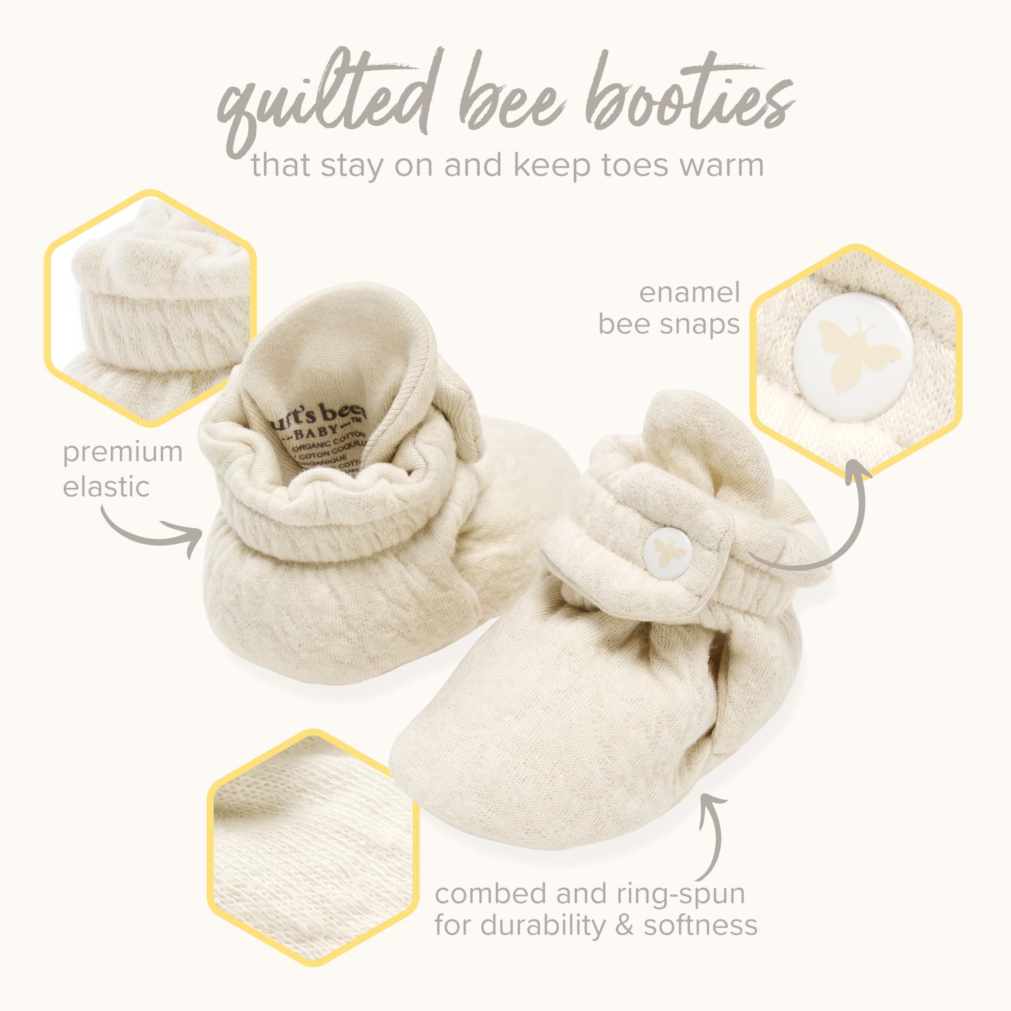 Burt's Bees Baby Unisex Kinder Baby Booties, Organic Cotton Adjustable Infant Shoes Slipper SockHausschuh-Socken