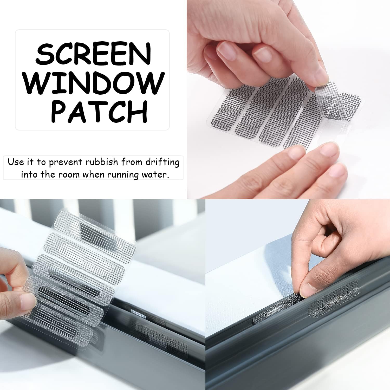6.56ft + 20 pcs Windows Screen Repair Tape Patches, VEINARDYL Self-Adhesive Screen Door Stickers Replacement Repair Kit Mesh Repair for Repairing Holes Tears