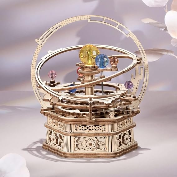 ROKR 3D Wooden Puzzles for Adults Mechanical Music Box-Starry Night, DIY Rotating Music Box Model Building Kits for Teens, DIY Crafts/Hobbies/Gifts Desk Decor for Boys Ages 14+ (Starry Night)