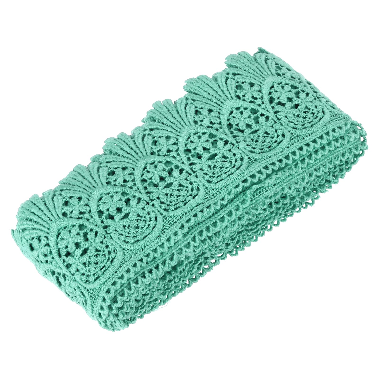 sourcing map Cotton Lace Trim Vintage Crochet 3inch x 9yard Lake Blue Stretch Lace Edge Ribbon for DIY Scrapbooking Clothes Curtain Slipcover Fabric โ image 1