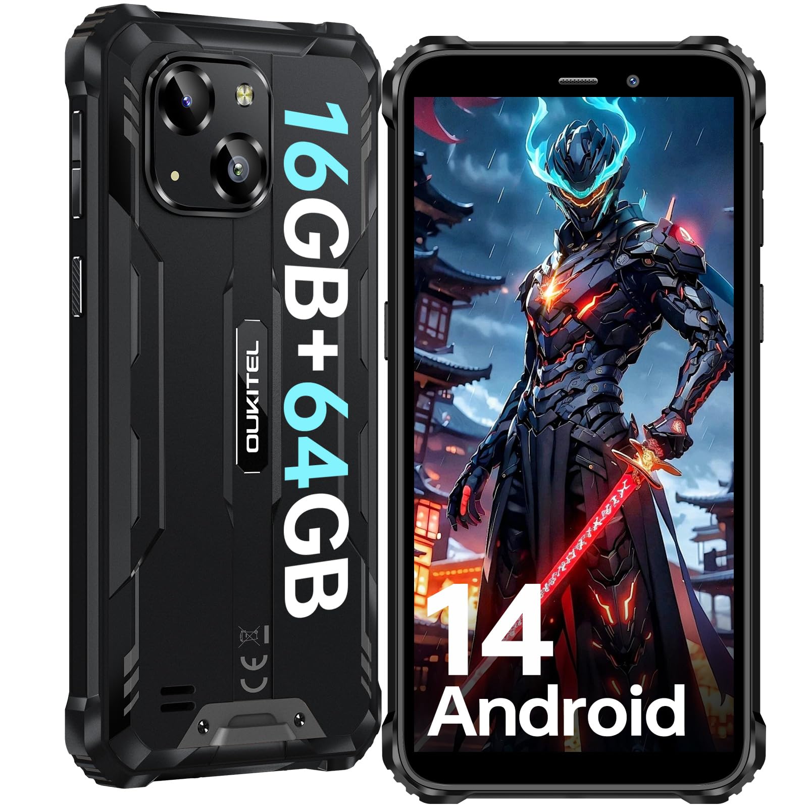 OUKITEL G2 Outdoor Smartphone – Android 14, 6300 MAh, IP68 Wasserdicht, 6 Zoll Display | Dual SIM, OTG, Robust