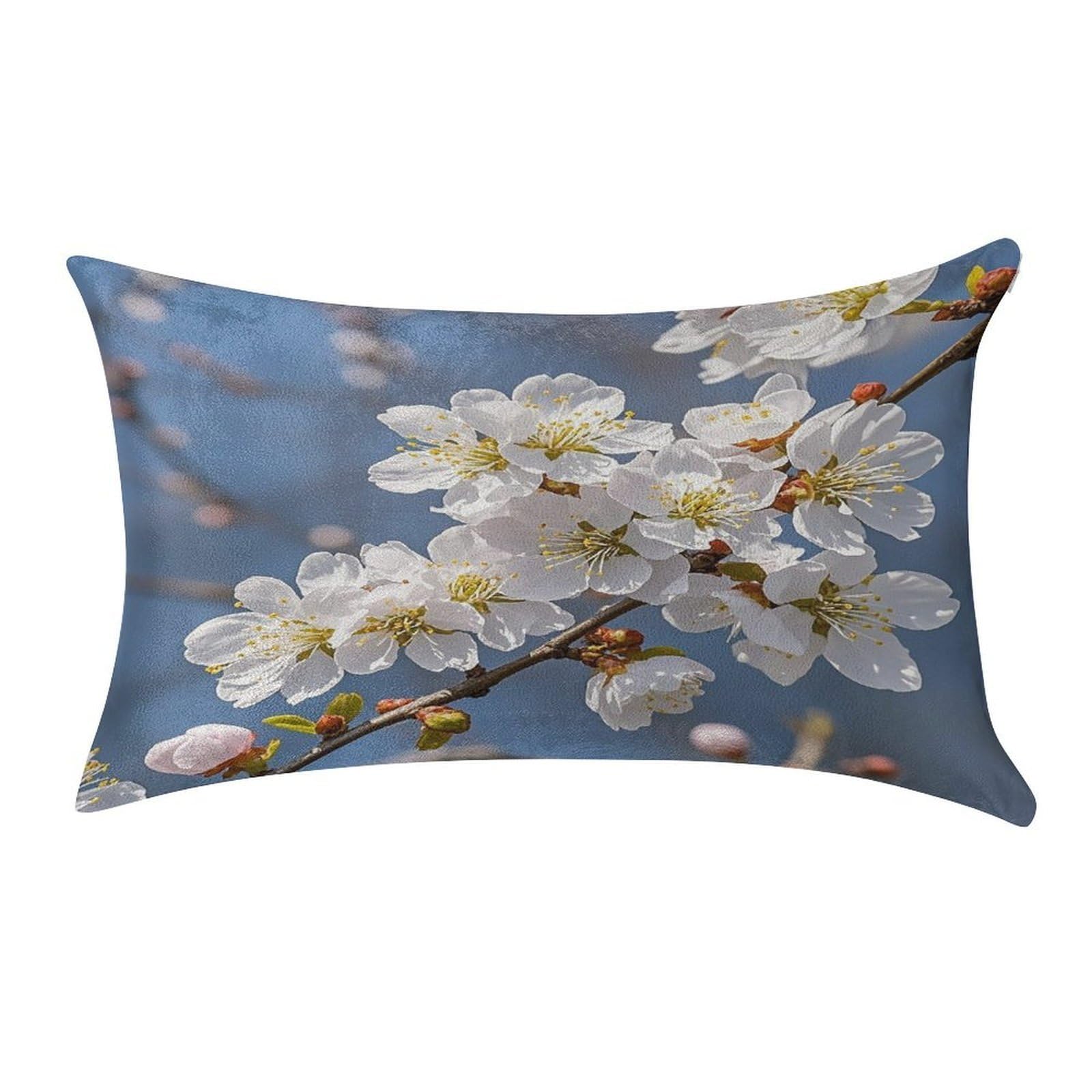 FekiLoot Japanese Floral Cherry Blossom Pillow Covers Luxury Velvet Oblong Pillowcases Rectangular Throw Pillows Case Decorative Velvet Cushion Covers Ultra Soft Lumbar Pillow Shells 12 X 20 in