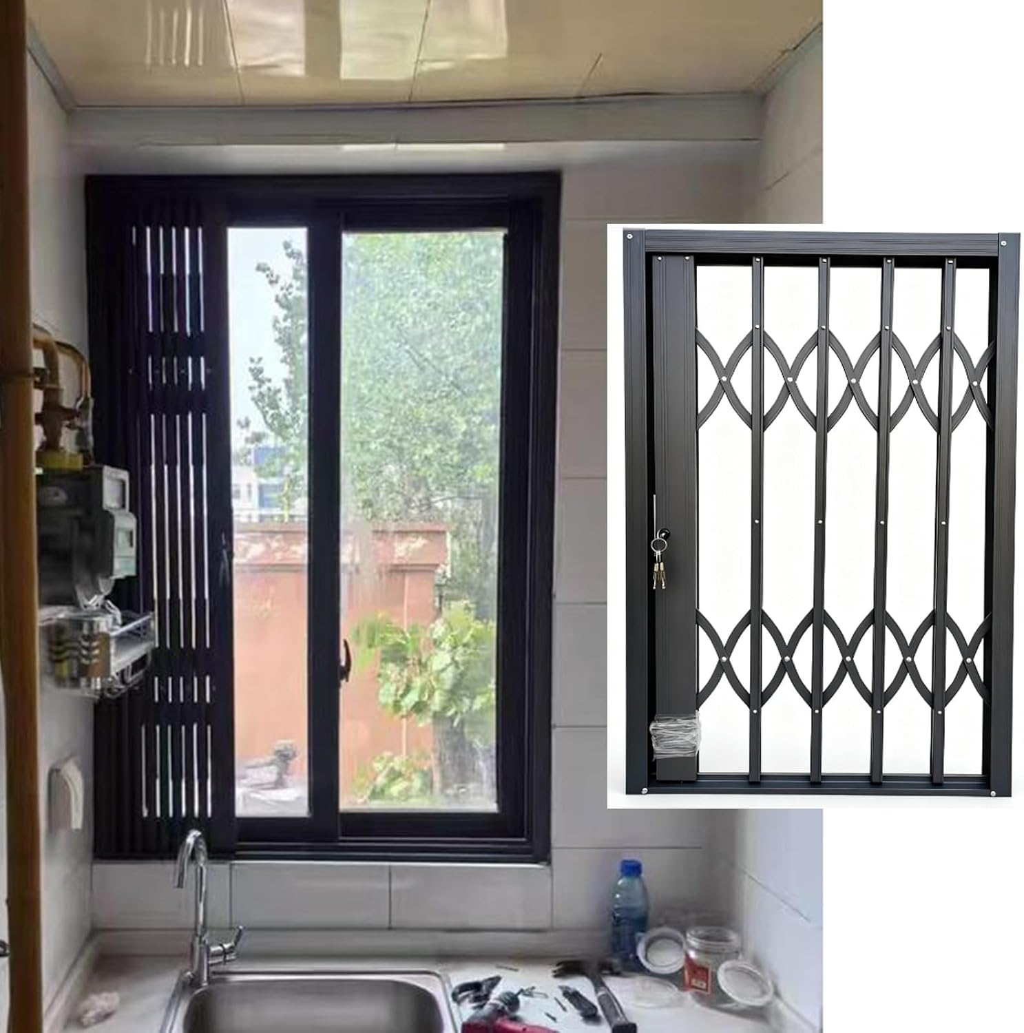 Lockable Kitchen Window Security Grill