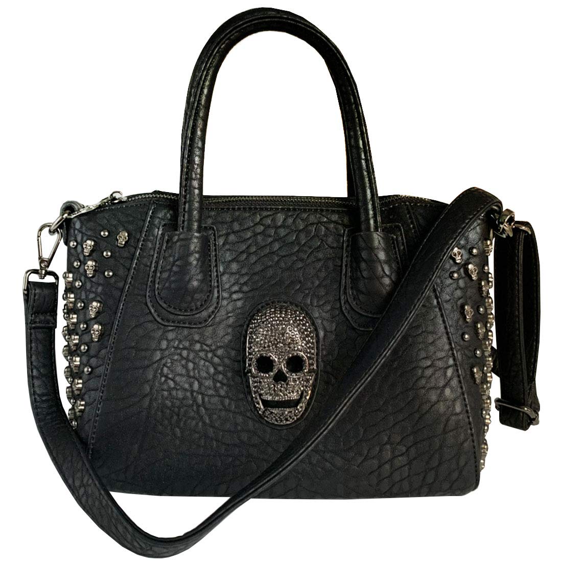 FiveloveTwoWomen Skull Purse and Handbag Ladies PU Rivet Tote Satchel Shoulder Crossbody Bag