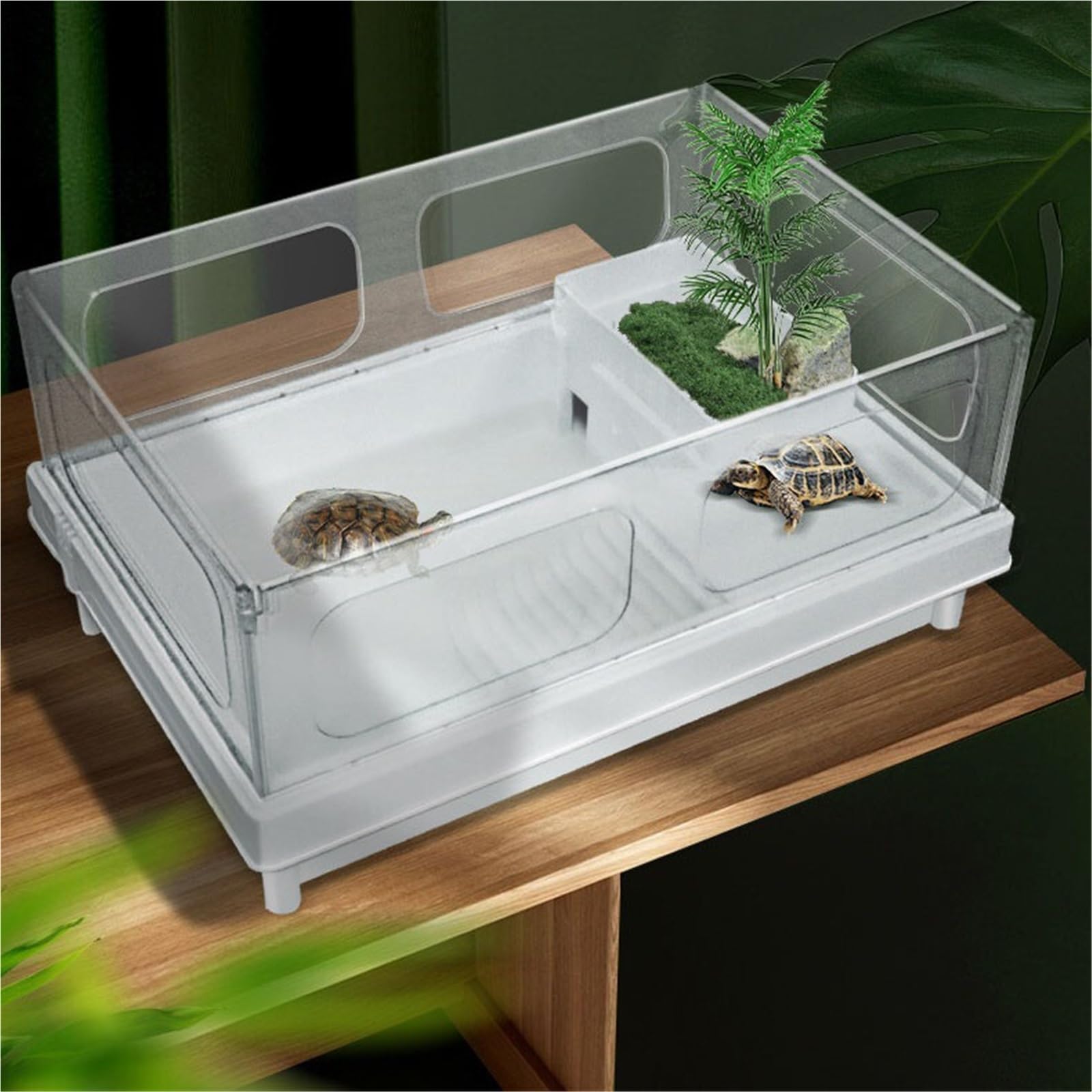 Siedlisko terrarium Zbiornik do hodowli żółwi Domowa hodowla z platformą suszenia na słońcu Terrarium akwariowe