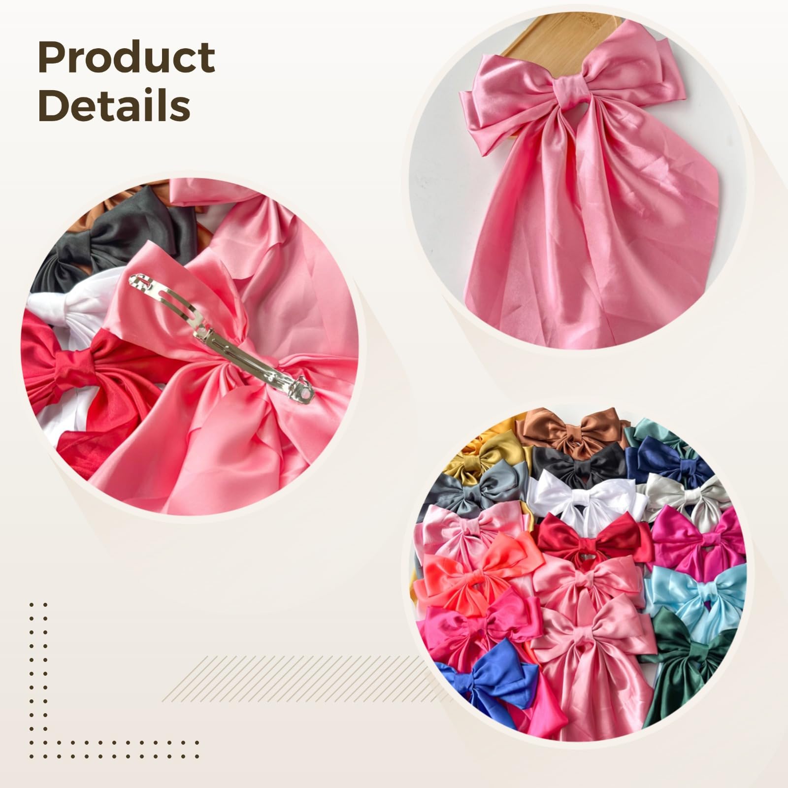 24 Satin-Haarschleifen-Set, große rutschfeste Clips, 12 Stück-A & 12 Stück-B, perfekt für Frauen-Styling