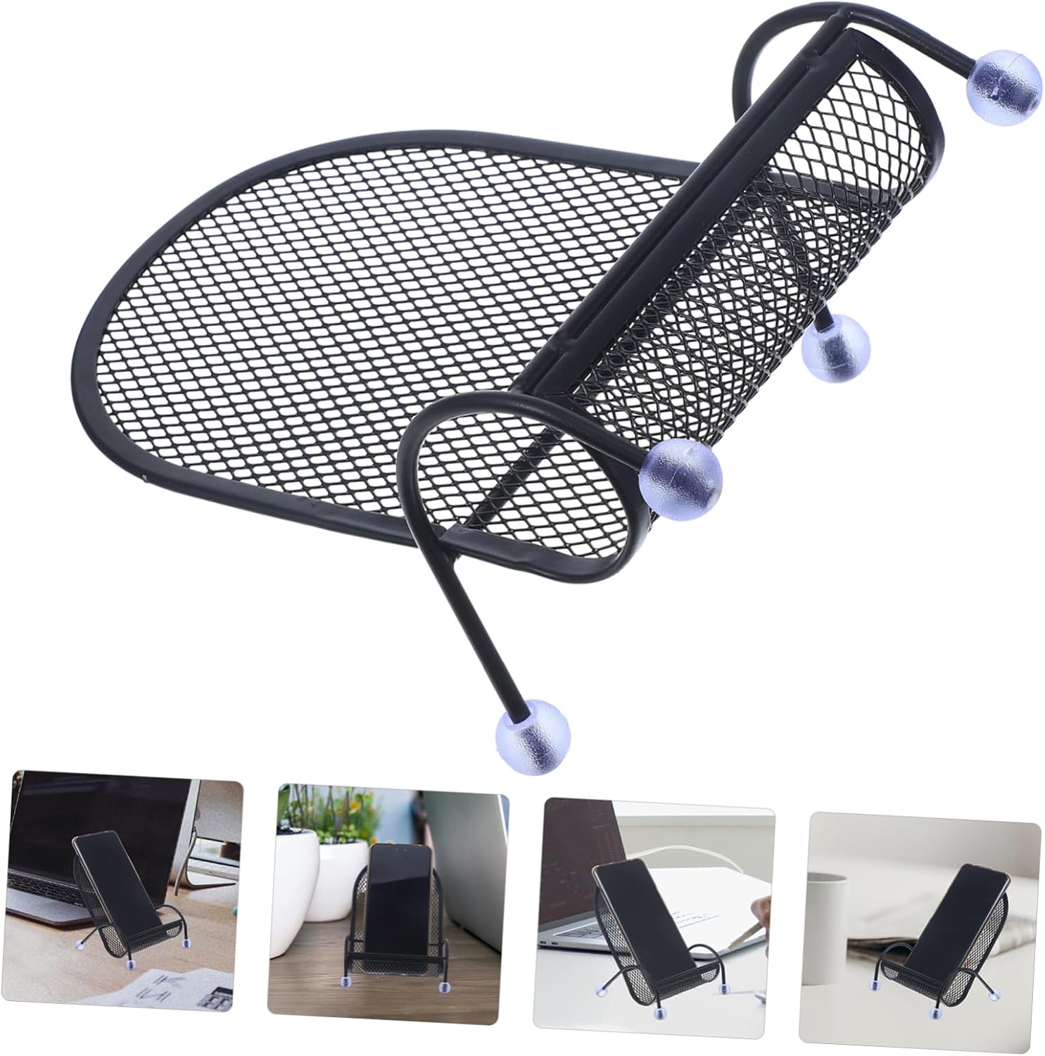Chair Shaped Metal Business Card Holder Desk Stand Black image 4