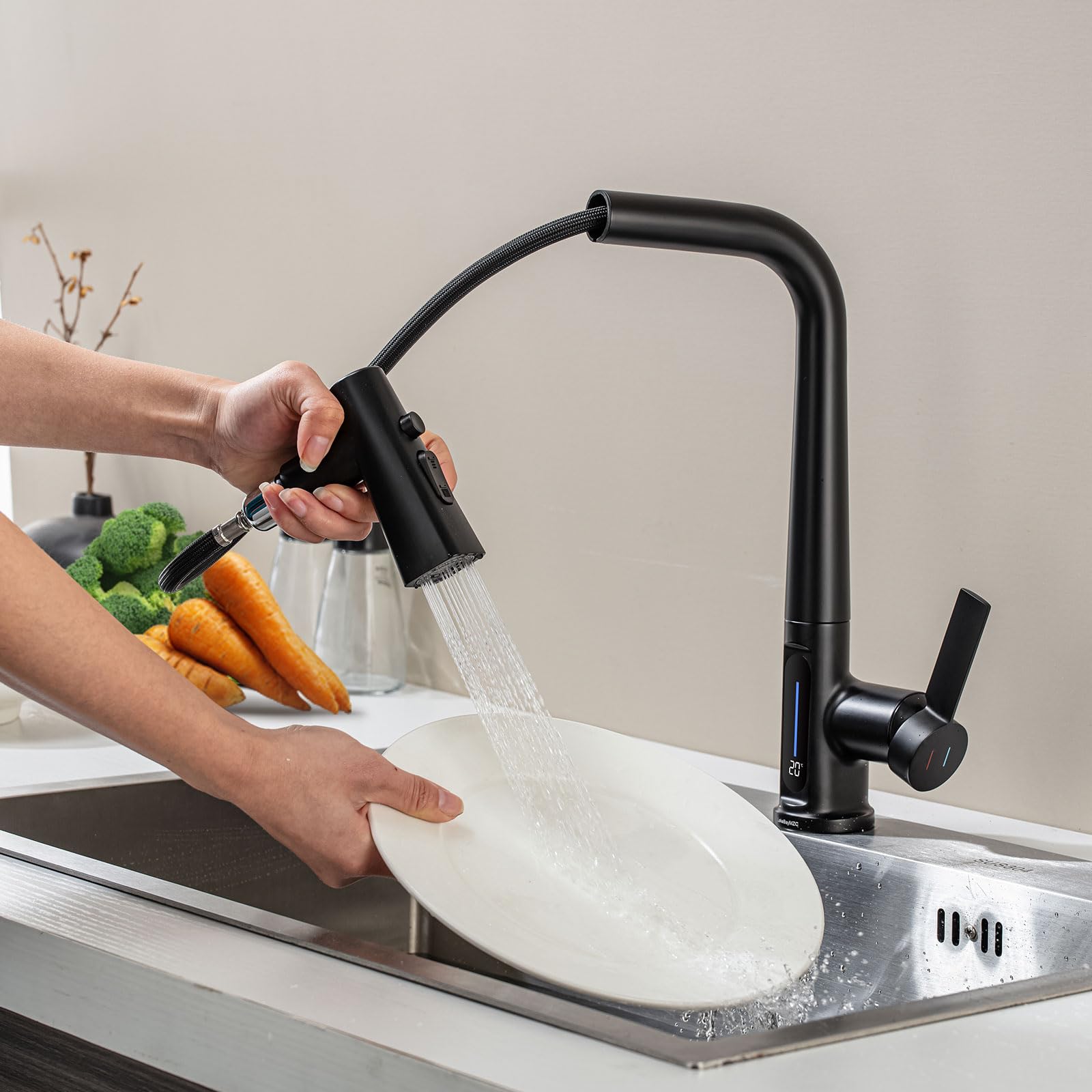 Rubinetto Bagno Con Doccetta Estraibile 3 Modalità, LakeBayMZC In Cromo, Girevole 360° E Regolabile In Altezza, Senza Piombo