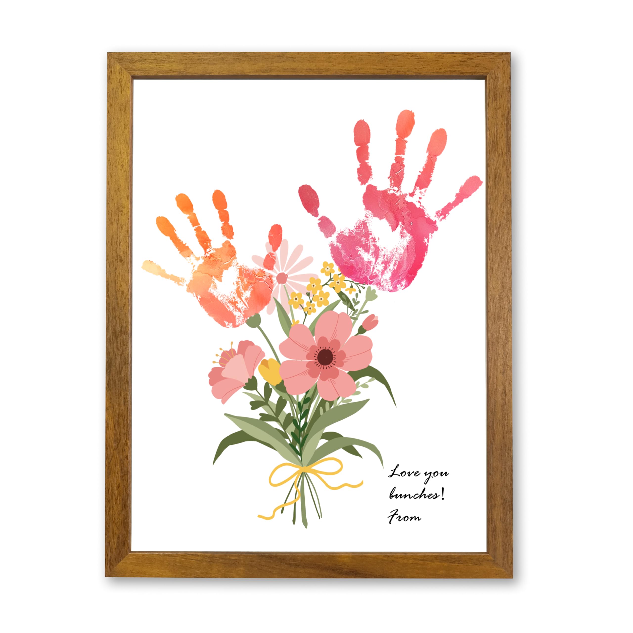 TwoDays Ramo de flores, kit de manualidades con huellas a mano, regalos únicos para mamá de parte de hija o hijo para el día de la madre, cumpleaños, Navidad, regalo para la abuela (floral-1, marrón)