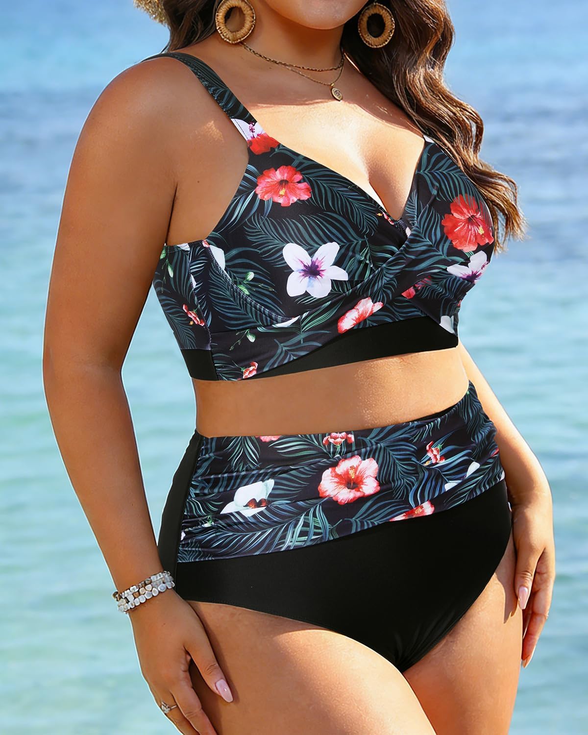 Women's Plus Size High Waisted Bikini - Two Piece Swimsuit Tummy Control Bathing Suit 2025 Twist Swimwear - Image 3
