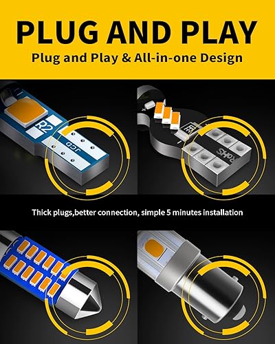 Miniatura 4 de Antline Juego de 42 bombillas LED BA9S T5 T10 de 1.142 in, 1.220 in, 1.417 in, 1.614 in, BA9S, T5, T10, repuesto LED superbrillante de 12 voltios