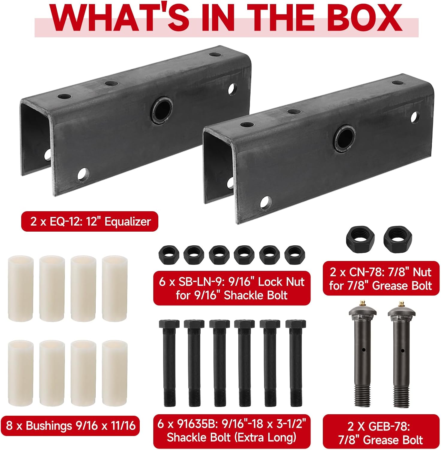 Pair Trailer Suspension Rebuilt Kit, Trailer Leaf Spring Kit 12" Equalizer