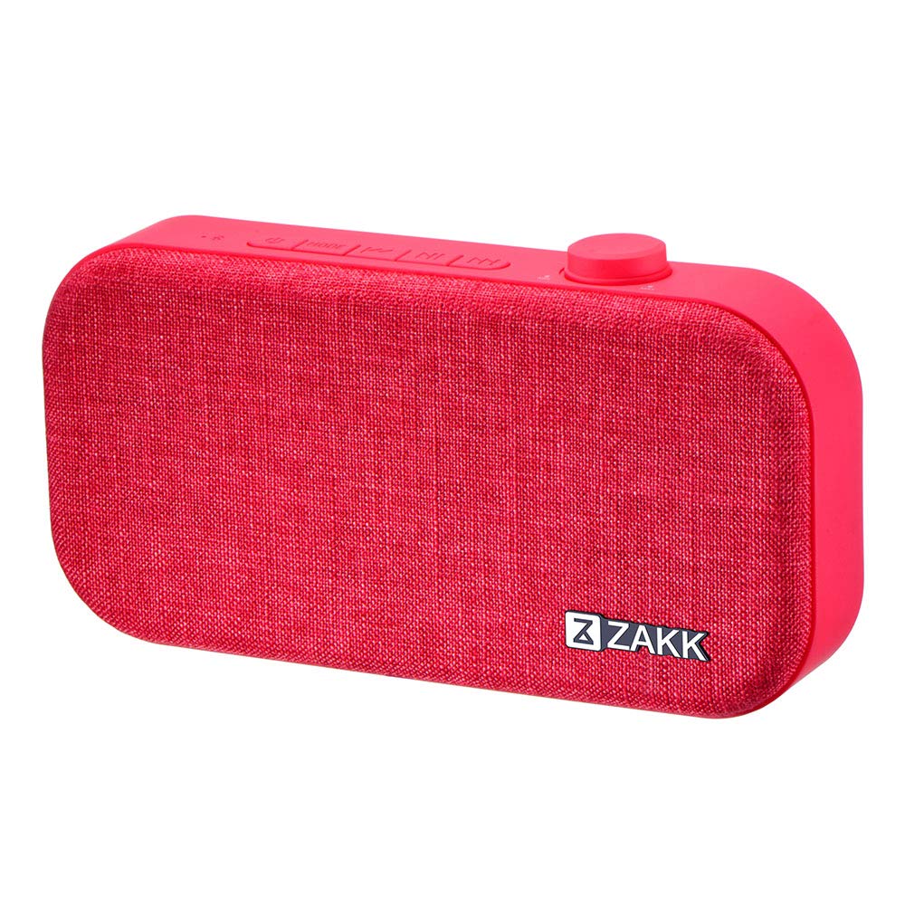 ZAKK Lounge Portable Bluetooth Wireless Speaker with Fabric Design, Supports Micro SD/TF Card, AUX, Bluetooth V4.2 (Red)