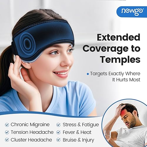Miniatura 9 de NEWGO Bolsa de hielo para migrañas, envoltura de terapia de hielo para aliviar el dolor de cabeza, tensión, dolor sinusal, quimioterapia, lesiones
