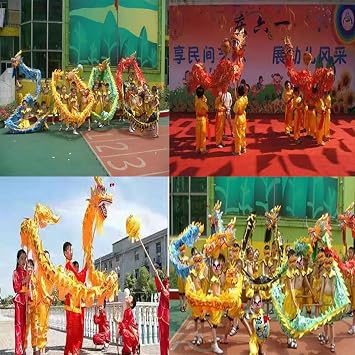 Chinese Dragon Dance Set 1m/3m/5m/8m Silk Dragon Dance New Year Lion Dance Head Show Halloween Performance Lion Dance