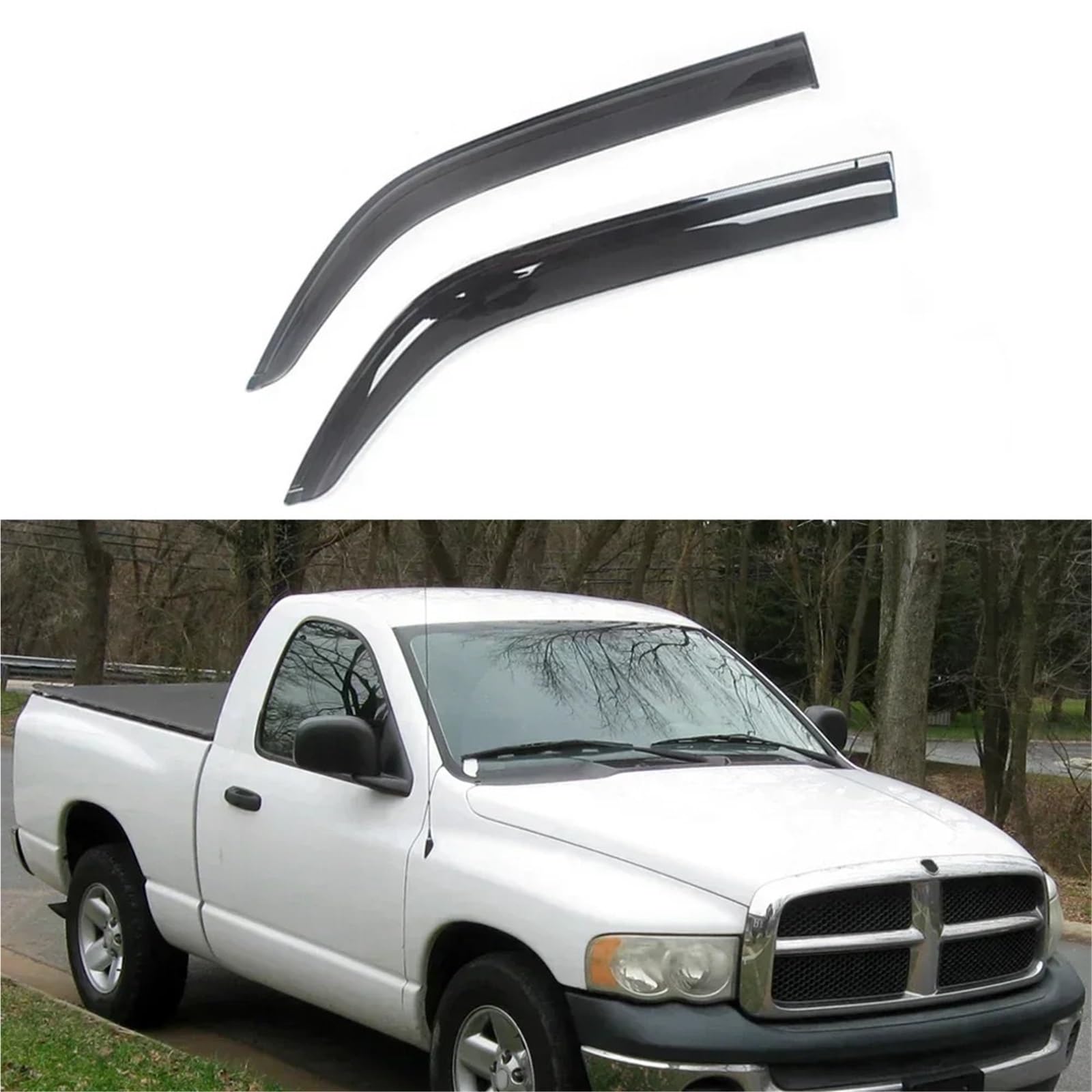 Do Dodge Do RAM 1500 2500 2002-2022 Auto boczne okno deflektory wiatru daszki osłona przeciwdeszczowa osłona drzwi osłona wentylacyjna Car Wind Deflector osłona szyby drzwi(For 02-08 extended)