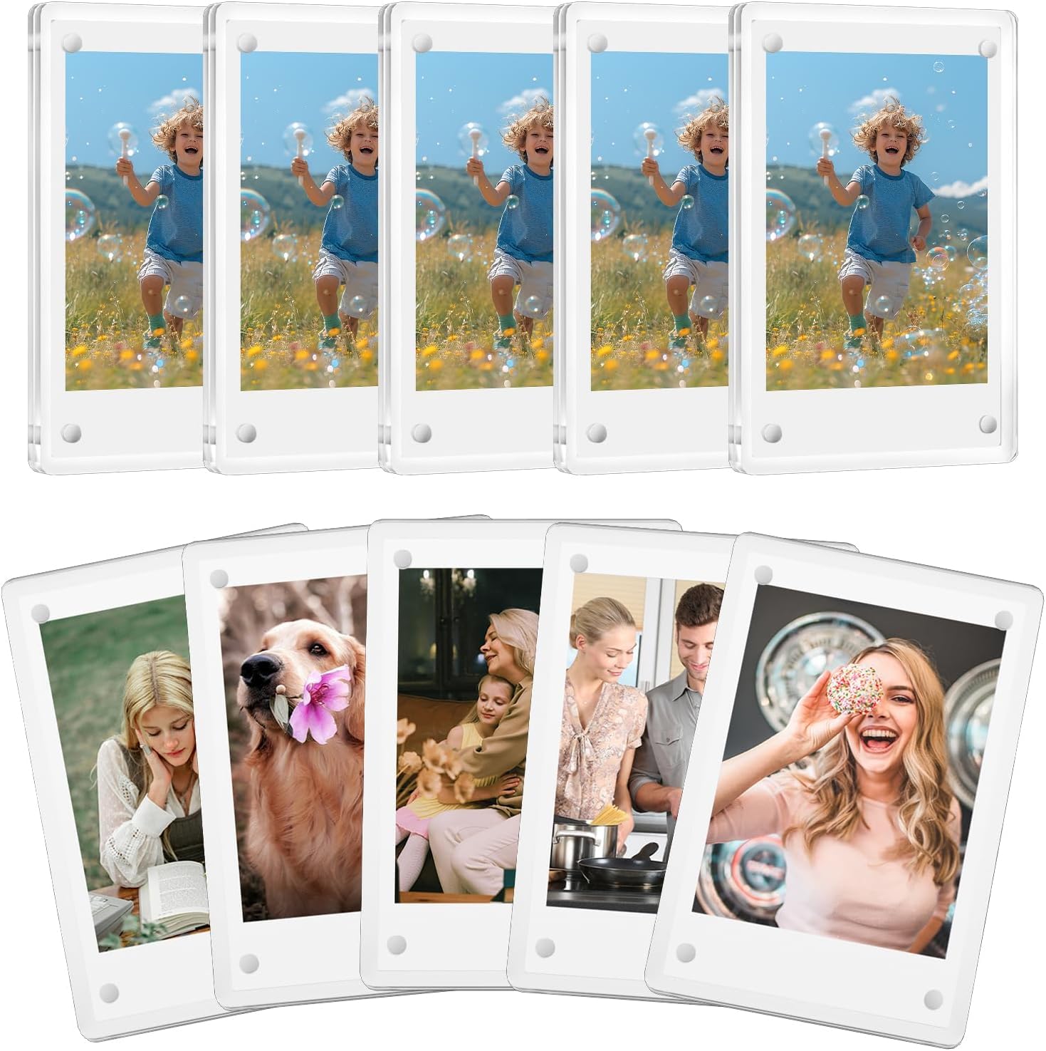 Nzwbshssp Clear 20 Pack Acrylic Magnet Picture Frames Polaroid Refrigerator Mini Frames For Instant Photos 6X9cm Magnetic Photo Frame For Refrigerator Display
