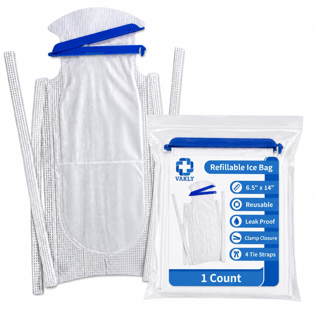 Amazon.com: Vakly Refillable Ice Bags 6.5 x 14 in Large – Reusable