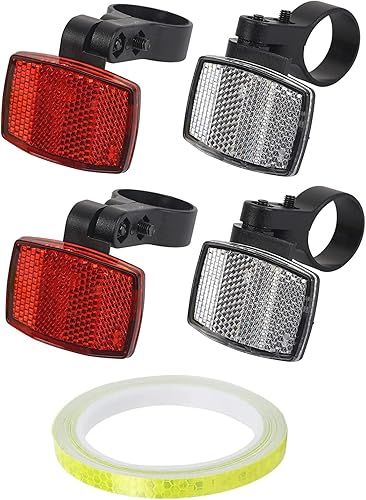 Kit de 5 reflectores delanteros y traseros para bicicleta, reflector de bicicleta con cinta reflectante, reflectores de advertencia de seguridad