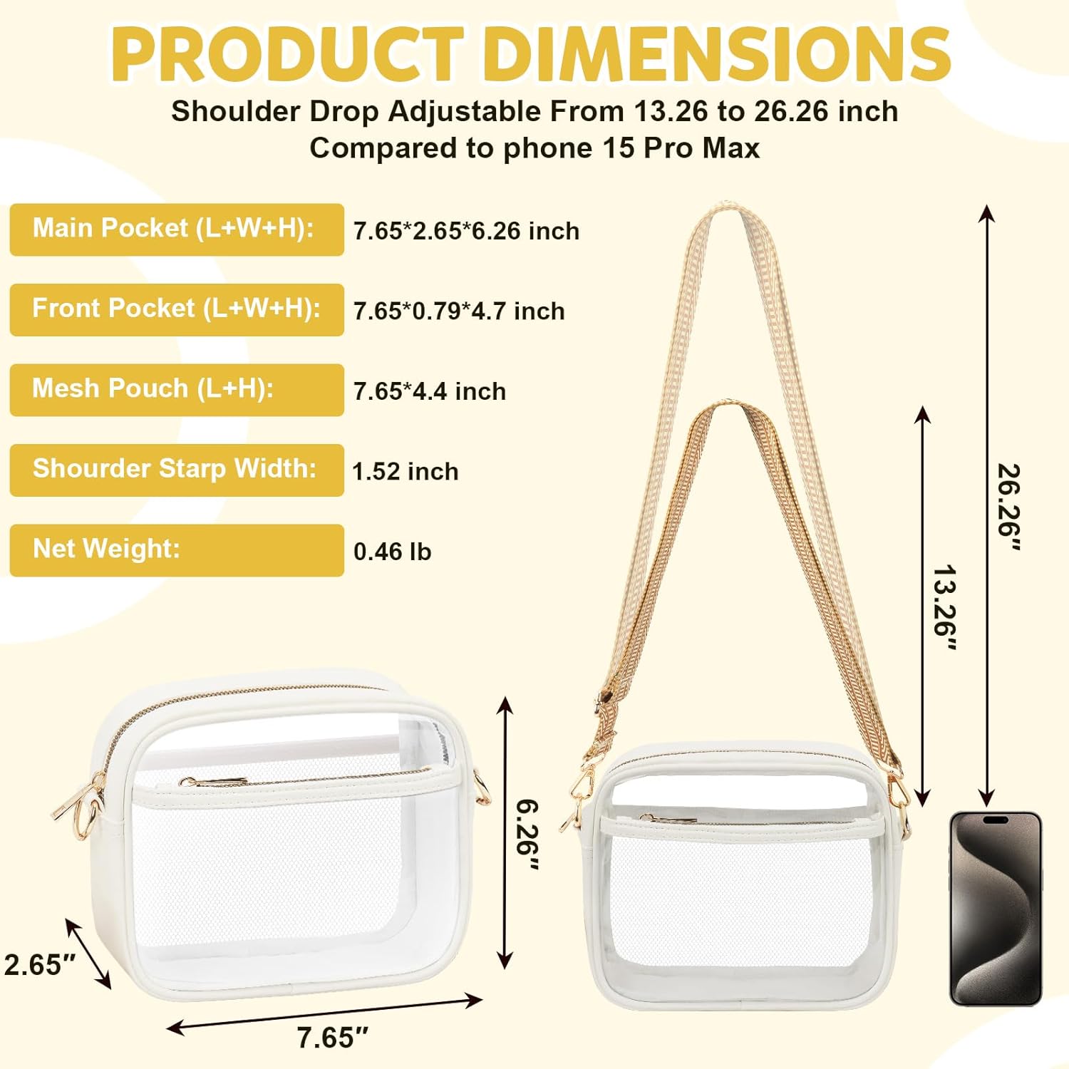 KETIEE Clear Crossbody Bag, Stadium Approved Clear Purse Bag for Concerts Sports Events Festivals - Image 6