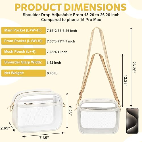 Miniatura 33 de KETIEE Bolso cruzado transparente, aprobado para estadios, para conciertos, eventos deportivos, festivales G1-negro