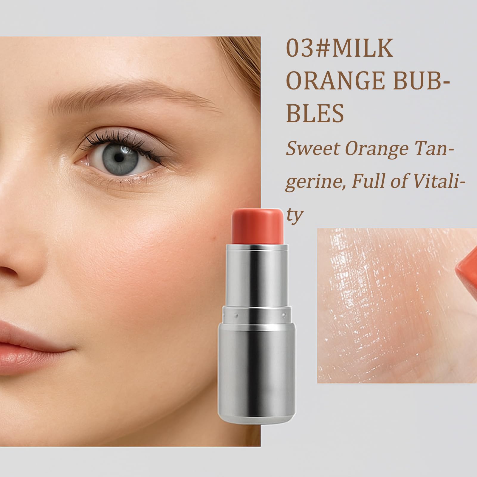 2-Pack Peach Orange & Icy Peach Clear Dewy Highlighter Sticks, Long Wear Cream Contour Set - Image 2