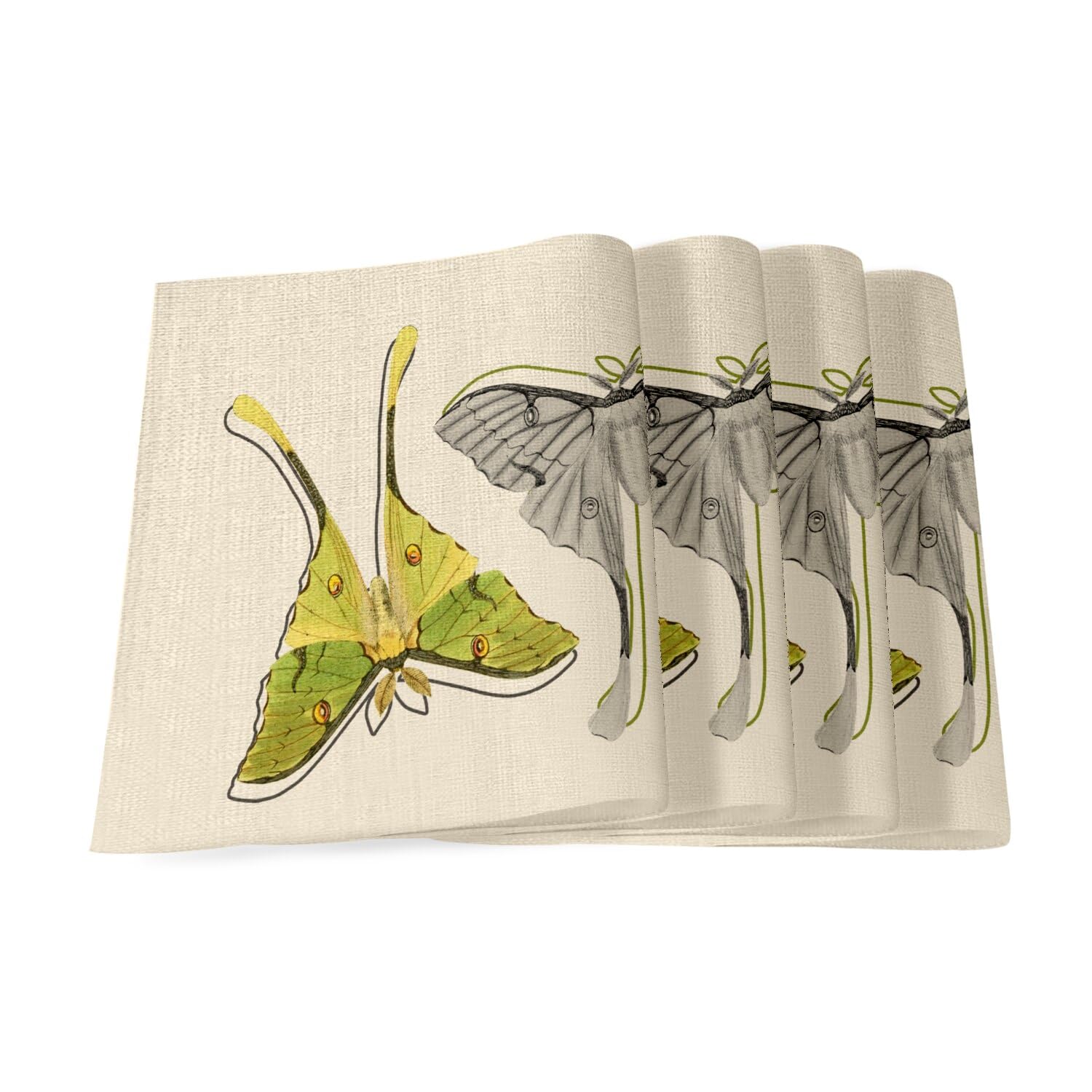 Set de table en lin papillons verts grand format pour proteger vos meubles de table