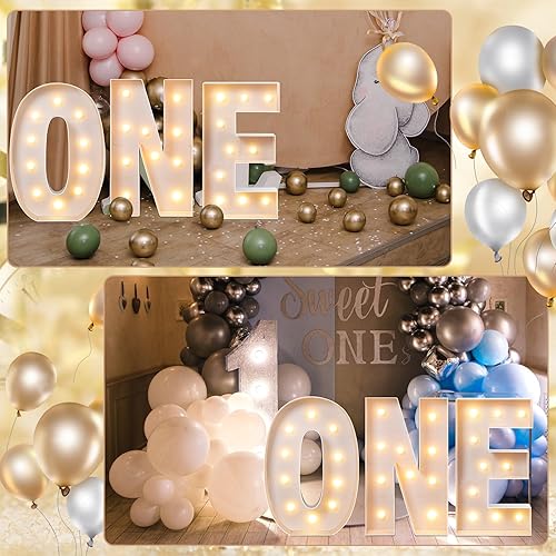 Miniatura 6 de Kit de letras de marquesina de 3.3 pies, marco de globos de mosaico, letras blancas precortadas, tablero de espuma precortado, para 1. y 2.