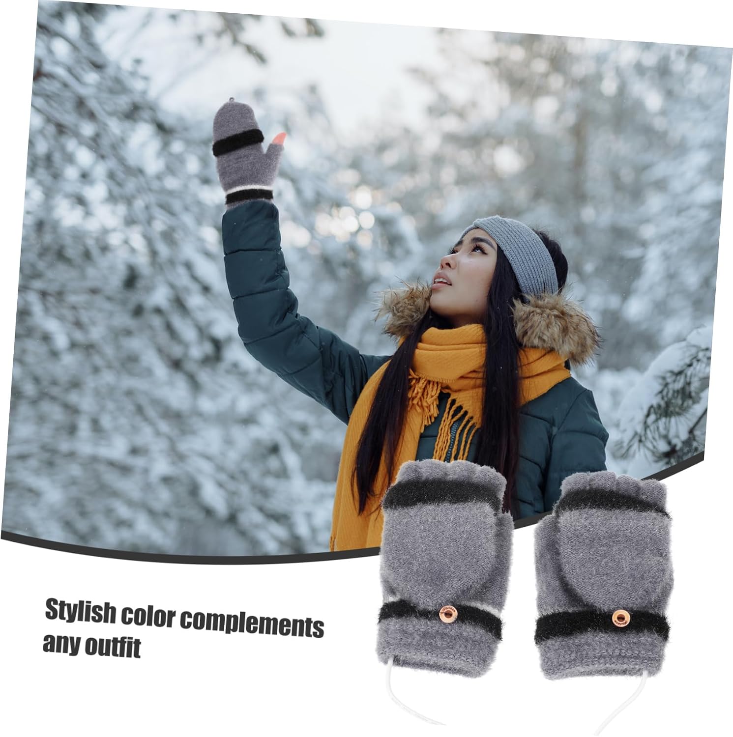 NOLITOY 1Pair USB Heated Winter Gloves with Design Windproof Hand Warmer Gloves for Outdoor Activities Stylish Convenient USB Charging Unisex Winter Gear
