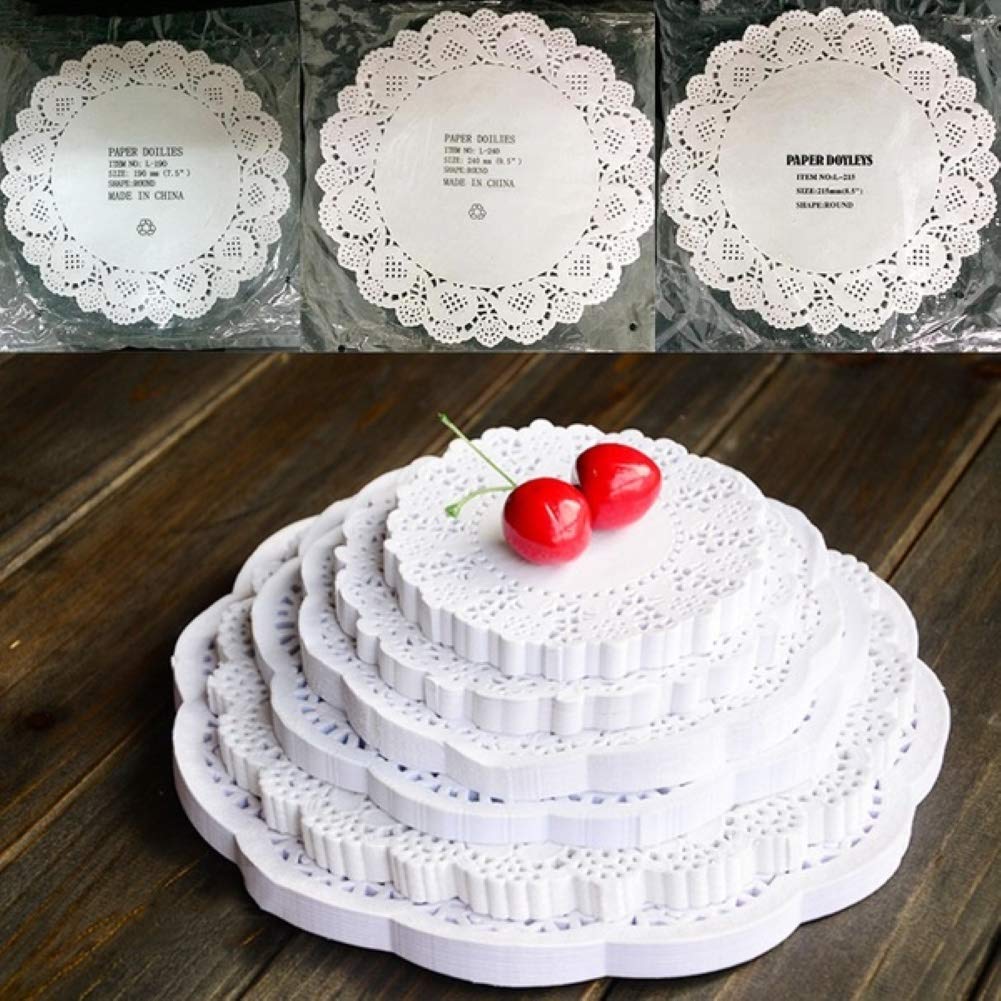100 tovagliette Rotonde in Carta per Torte, pratiche tovagliette per Torte per Feste, Matrimoni, Decorazioni da Forno, Bianco 8,5 Pollici (Bianco 3,5 Pollici)