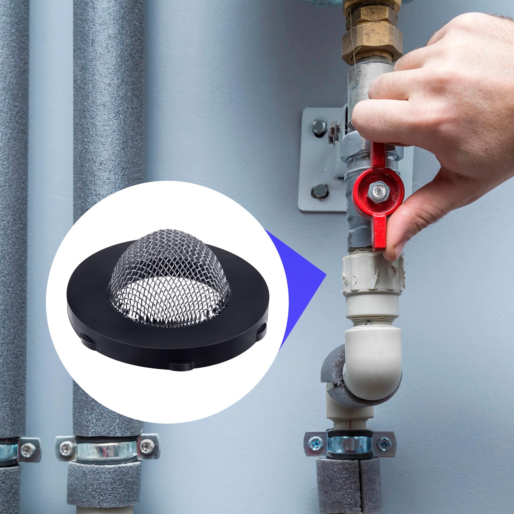 30 arandelas de filtro de manguera, acoplamiento de manguera de entrada de acero inoxidable con colador, accesorios para conector de manguera de jardín de 3/4 pulgadas y lavadora de 5/8 pulgadas