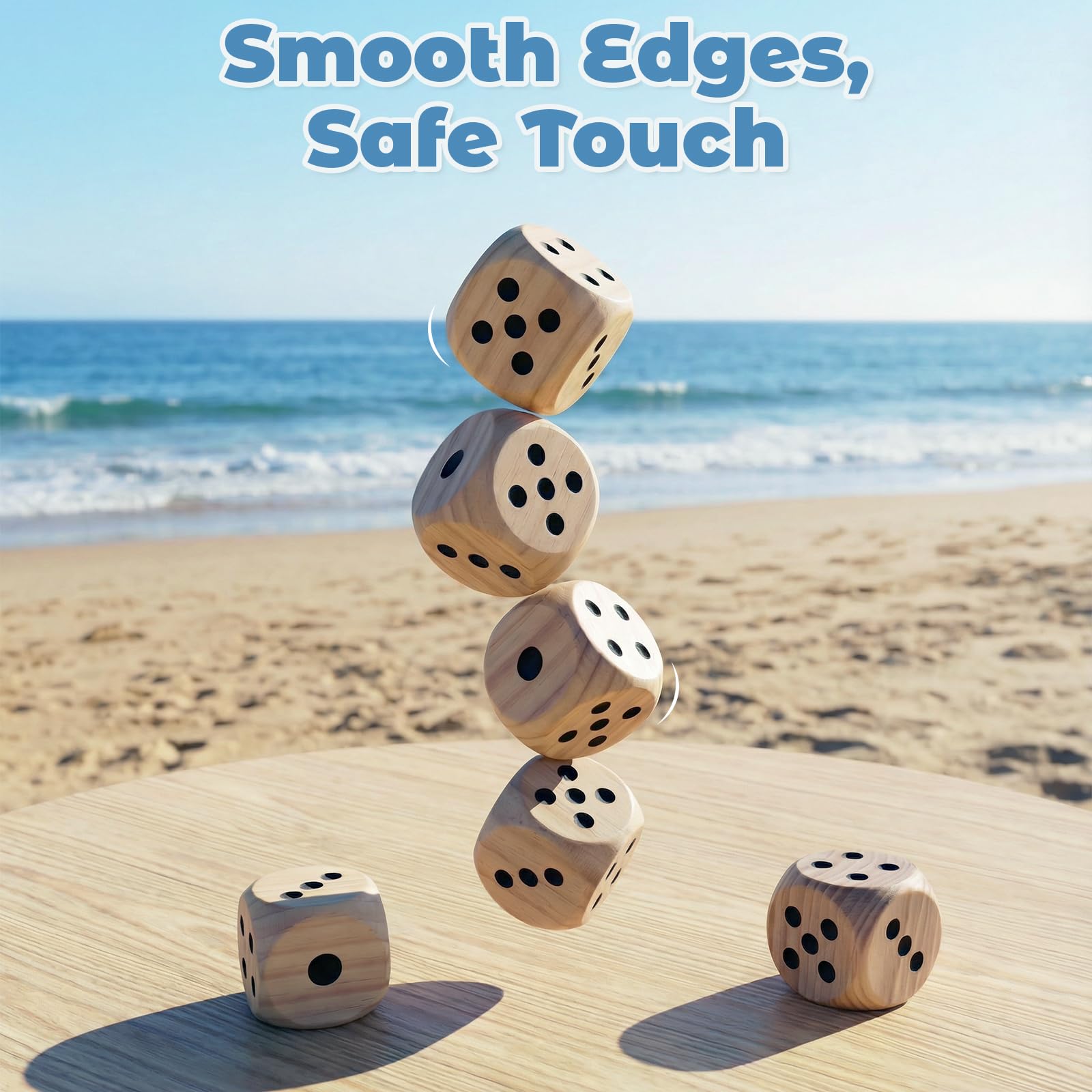 6 Stück Holz Würfel Set 6x6x6 cm für Familie Party Brettspiel Große Größe Würfelspiel